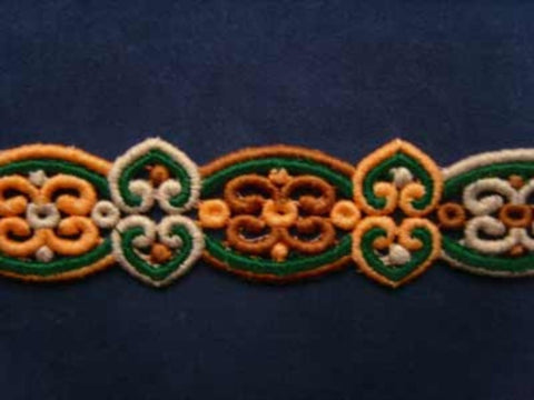 FT938 36mm Apricot, Green, Brown and Stone Cord Braid Trim - Ribbonmoon