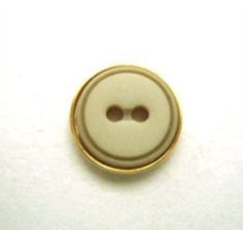 B9964 13mm Misty Green 2 Hole Button with a Gilded Gold Poly Rim - Ribbonmoon