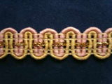 FT1132 16mm Pink, Lemon and Metallic Gold Braid Trimming - Ribbonmoon