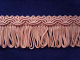 FT141 3cm Dusky Pale Rose Pink Looped Fringe on a Decorated Braid - Ribbonmoon