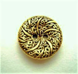 B13930 15mm Antique Brass Gilded Poly Textured 2 Hole Button