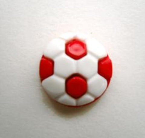 B15175 14mm Red and White Football Design Novelty Shank Button
