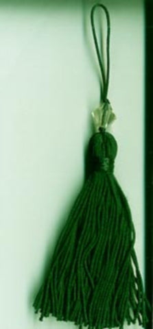 TAS07 Bottle Green Tassel with a Clear Bead