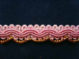 FT313 14mm Baby Pink and Metallic Gold Braid Trimming - Ribbonmoon
