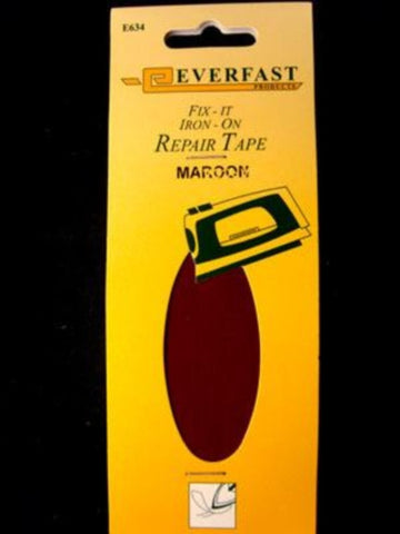 MENDIT19 35mm Maroon Iron On Mending Fabric, 1 metre Pack - Ribbonmoon