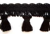 FT2217 5cm Black Tassel Fringe on a Decorated Braid - Ribbonmoon