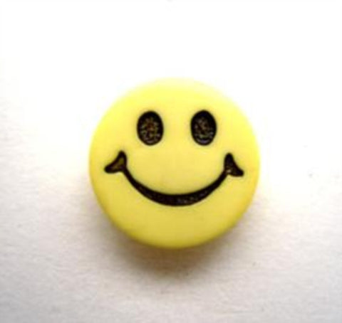 B15944 15mm Primrose and Black Smiley Face Novelty Shank Button - Ribbonmoon