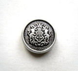 B11438 14mm Silver and Black Metal Alloy Shank Button, Coat of Arms - Ribbonmoon