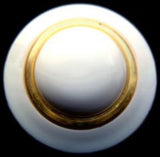 B6573 25mm White and Gold Heavily Domed Centre Shank Button - Ribbonmoon