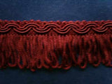 FT1147 32mm Deep Sinopia Brown Looped Fringe on a Decorated Braid - Ribbonmoon
