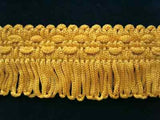 FT383 28mm Pale Dull Gold Looped Fringe on a Decorated Braid - Ribbonmoon