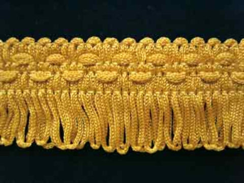 FT383 28mm Pale Dull Gold Looped Fringe on a Decorated Braid - Ribbonmoon