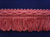 FT146 32mm Deep Dusky Pink Looped Fringe on a Decorated Braid - Ribbonmoon