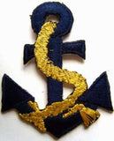 M416 Navy and Metallic Gold Anchor Design Iron or Sew on Motif