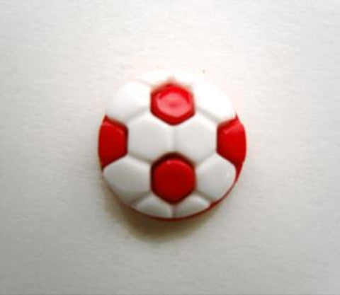 B14157 13mm Red and White Football Design Novelty Shank Button - Ribbonmoon
