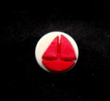 B11002 12mm Red and White Boat Design Shank Novelty Button - Ribbonmoon