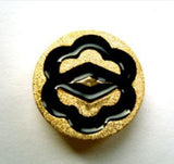 B12528 18mm Gilded Gold Poly Shank Button with a Glossy Black Design