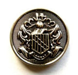 B11412 21mm Silver and Black Giiled Poly Shank Button, coat of Arms Design - Ribbonmoon
