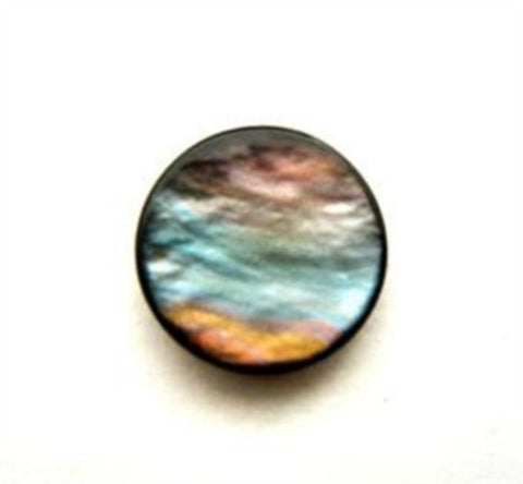 B14772 14mm Black Based Nacre Effect Iridescent Shank Button - Ribbonmoon