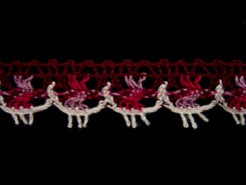 L222L 21mm Pinks, Natural and Wine Flat Cotton Lace