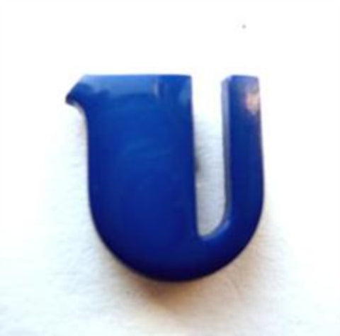 B7090 14mm Letter U Alphabet Shank Button Royal Blue