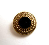 B12879 15mm Gilded Antique Brass Poly and Black Shank Button