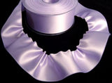 R7565 40mm Orchid Double Satin Ribbon with a Gather Stitch Edge - Ribbonmoon