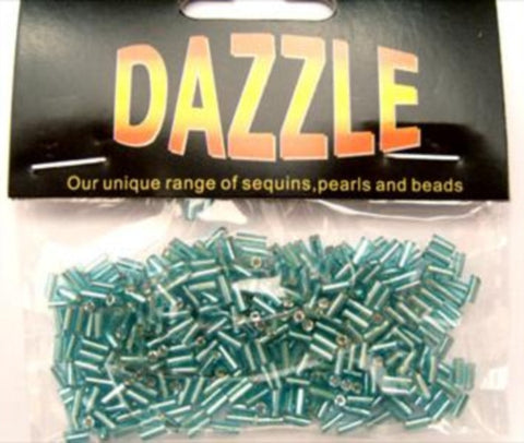 BEAD07 5mm Turquoise Bugle Beads Size 2 - Ribbonmoon