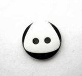 B1792C 12mm Black and White Gloss 2 Hole Button - Ribbonmoon