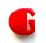 B7034 15mm Letter G Alphabet Shank Button Red