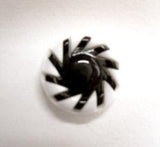 B13038 15mm Black  and White Gloss Shank Button - Ribbonmoon