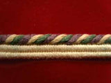 FT837 10mm Antique Cream-Green-Grape Corded Braid Trim