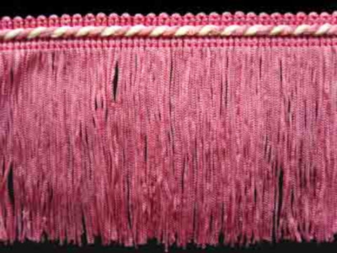 FT1806 75mm Hot Pink and Ivory Cut Fringe on a Corded Braid - Ribbonmoon