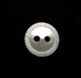 B10117 11mm Pearl White 2 Hole Button with a Mill Edge - Ribbonmoon