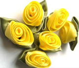 RB296 32mm Yellow Satin Ribbon Rose - Ribbonmoon