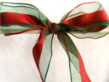 R6432 39mm Green and Scarlet Berry Red Sheer and Satin Ribbon - Ribbonmoon