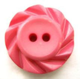B13731 21mm Hot Pink Matt Centre 2 Hole Button with a Fluted Edge - Ribbonmoon
