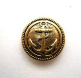 B16682 17mm Gilded Antique Gold Poly Shank Button, Anchor Design - Ribbonmoon