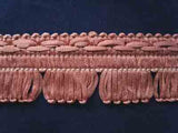FT272 32mm Deep Dusky Pink Looped Fringe on a Decorated Braid - Ribbonmoon
