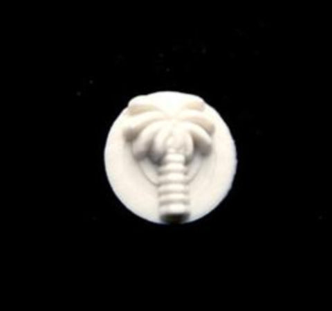 B12959 12mm White Matt Palm Tree Design Novelty Shank Button - Ribbonmoon