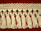 FT1989 75mm Natural Cream 100% Cotton Fringe on a Decorated Braid - Ribbonmoon