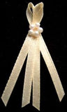 RB277 3mm Cream Double Satin Ribbon Bow with Pearls.