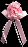 RB382 Pink Satin Carnation with Ribbon and Pearl Bead Decoration - Ribbonmoon