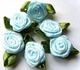 RB374 32mm Pale Blue Satin Ribbon Rose - Ribbonmoon