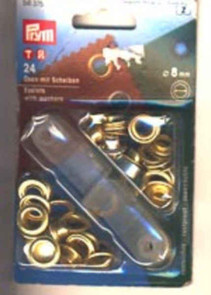EYELET 05 8mm Gold Brass Metal Eyelets with Washers x 24 Rustproof ...