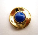 B14860 17mm Royal Blue Half Ball Shank Button with a Gilded Poly Rim - Ribbonmoon