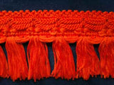 FT856 48mm Bright Deep Orange Tassel Fringe on a Decorated Braid - Ribbonmoon