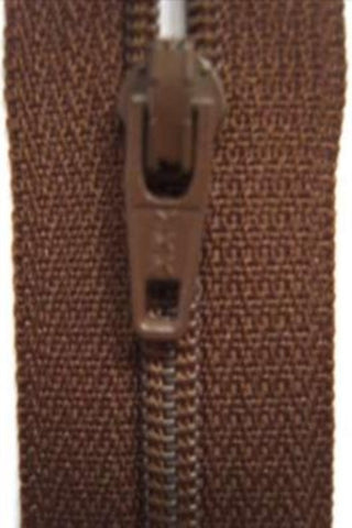 Z2089 YKK 20cm Deep Medium Brown Nylon No.3 Closed End Zip - Ribbonmoon