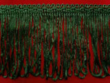 FT1873 75mm Forest Green Looped Fringe on a Decorated Braid