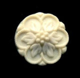 B12965 18mm Ivory Textured Flower Design Shank Button